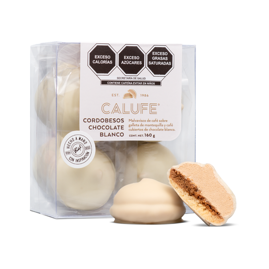 Cordobesos CALUFE Malvavisco de café sobre galleta de mantequilla y café cubiertos de chocolate blanco 160 g